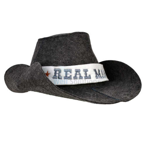 Saunahut aus Wollfilz im Cowboy Design