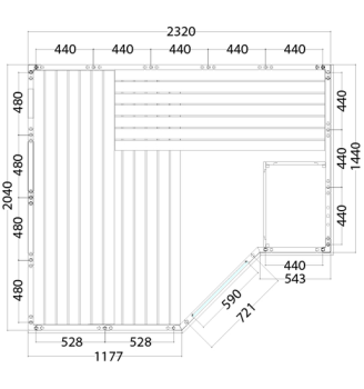 Saunakabine Massivholz Sauna Polaris 234 x 206 x 204 cm