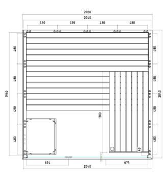 Saunakabine Alaska View mit Glasfront 208 L x 206 B x 202...