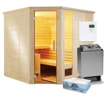 Saunakabine Komfort inklusive Saunaofen 34.A und Steuerung slimline