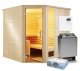 Saunakabine Komfort Corner Large inklusive Saunaofen 34.A 9 kW und Steuerung slimline