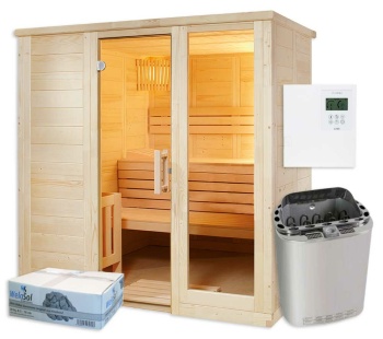 Saunakabine Komfort mit Bi-o Saunaofen und Steuerung