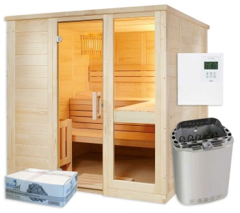 Saunakabine Komfort mit Bi-o Saunaofen und Steuerung