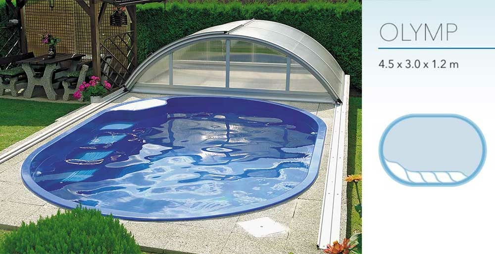 GFK Pool Olymp 4,5 x 3,0 x 1,2 Oval Glasfaser Becken