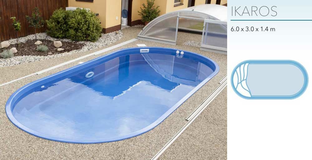 GFK Pool Ikaros 6,0 x 3,0 x 1,4 Oval Glasfaser Becken