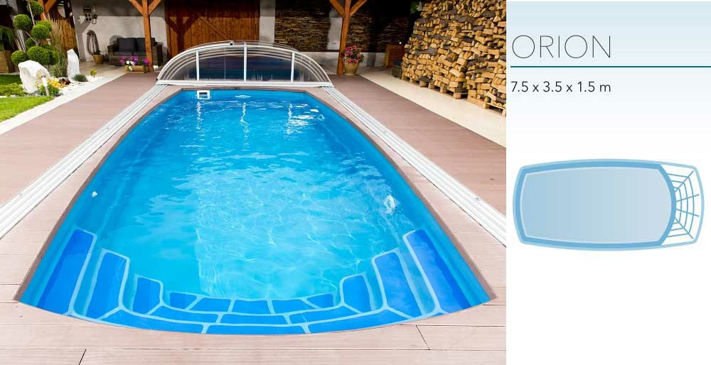 GFK Pool Orion 7,5 x 3,5 x 1,5 Rechteck Glasfaser Becken