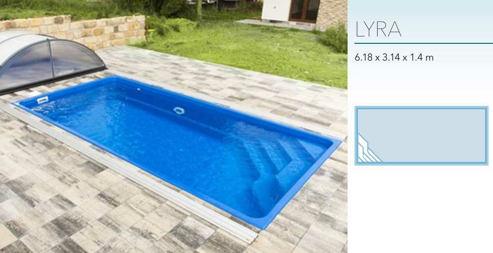 GFK Pool Lyra 6,18 x 3,14 x 1,4 Rechteck Glasfaser Becken