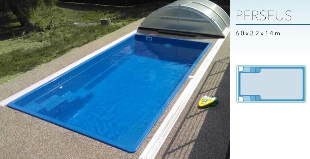 GFK Pool Perseus 6,0 x 3,2 x 1,4 Rechteck Glasfaser Becken