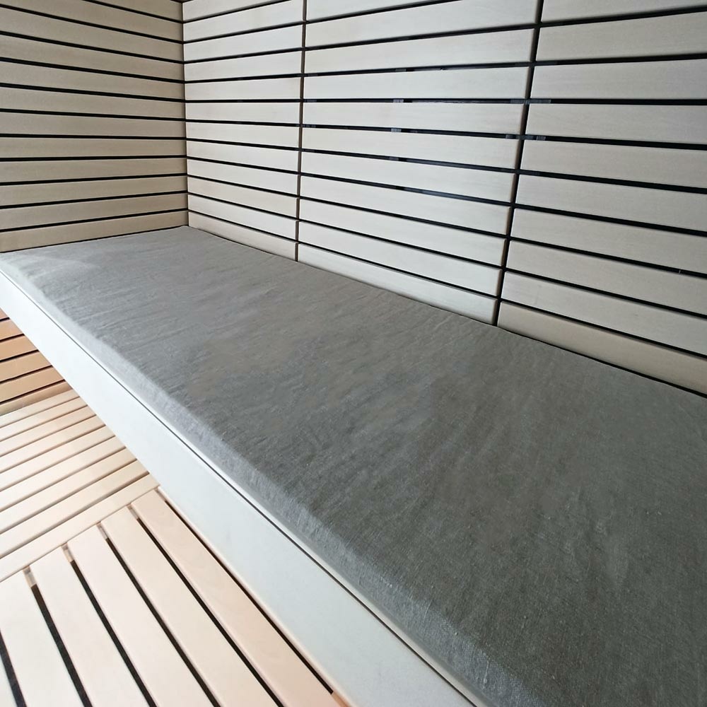 Sauna Liegematte gepolstert Sitzkissen aus Naturleinen 120 x 60 cm, deutsche Handarbeit