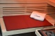 Sauna Liegematte gepolstert, Sitzpolster 120 x 60 cm, Biobaumwolle in dunkelrot, deutsche Handarbeit