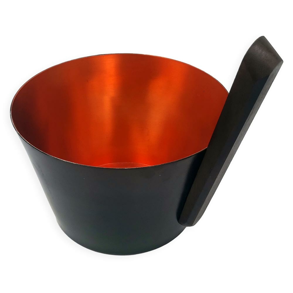 Aufgusskübel aus Alu, schwarzer Griff - schwarz / gold