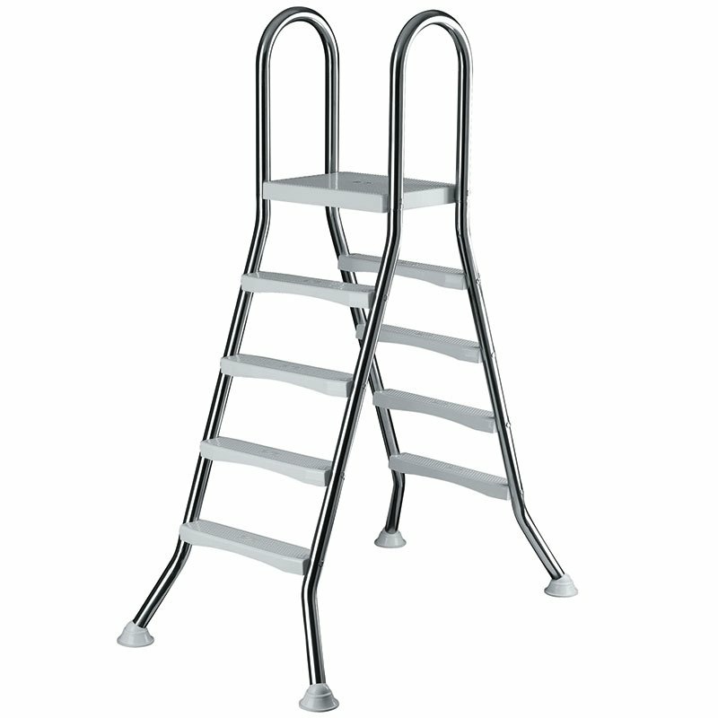 Hochbecken Leiter 150/150 cm aus Edelstahl V2A, 5-stufig beidseitig