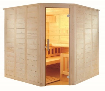 Massivholzsauna Saunakabine Wellfun Corner oder Gerade
