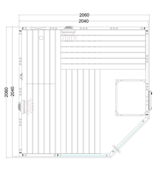 Saunakabine Alaska Corner Infra mit Infrarot Strahler |...