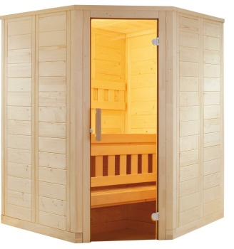 Saunakabine Wellfun Mini mit Eckeinstieg 160 x110 cm |...