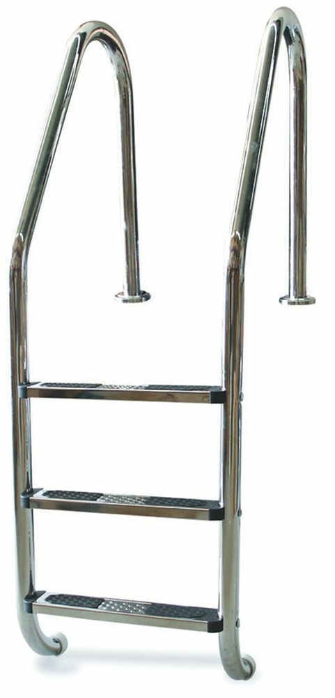 Poolleiter Tiefpoolleiter Edelstahl V2A weit 3-stufig